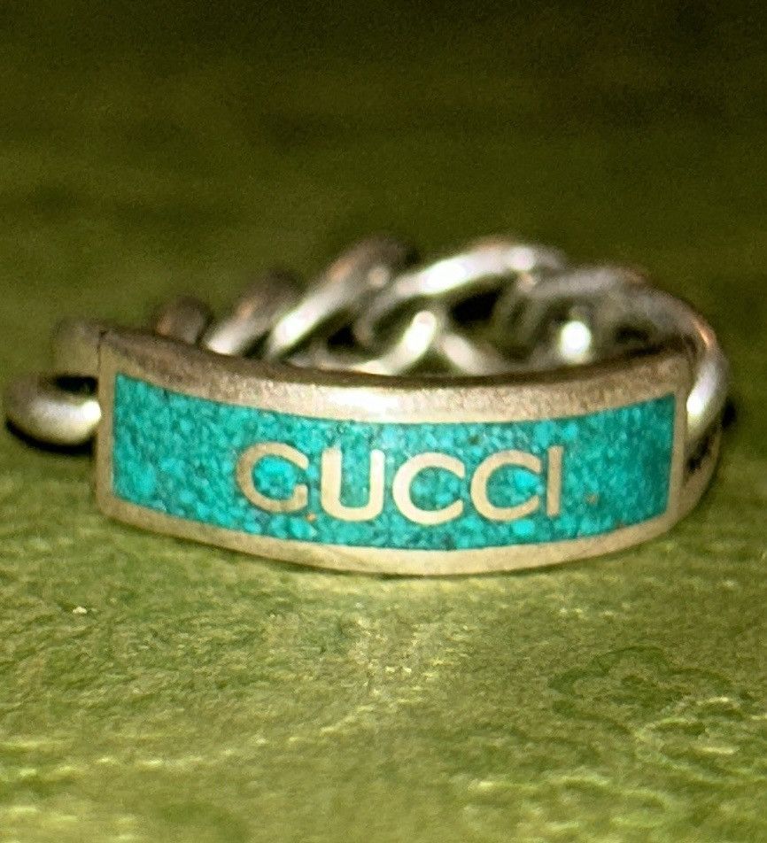 Gucci Gucci Tag Chain Enamel Arg 925 Ring Gucci Size 20/ US size 9 Size ONE SIZE - 2 Thumbnail