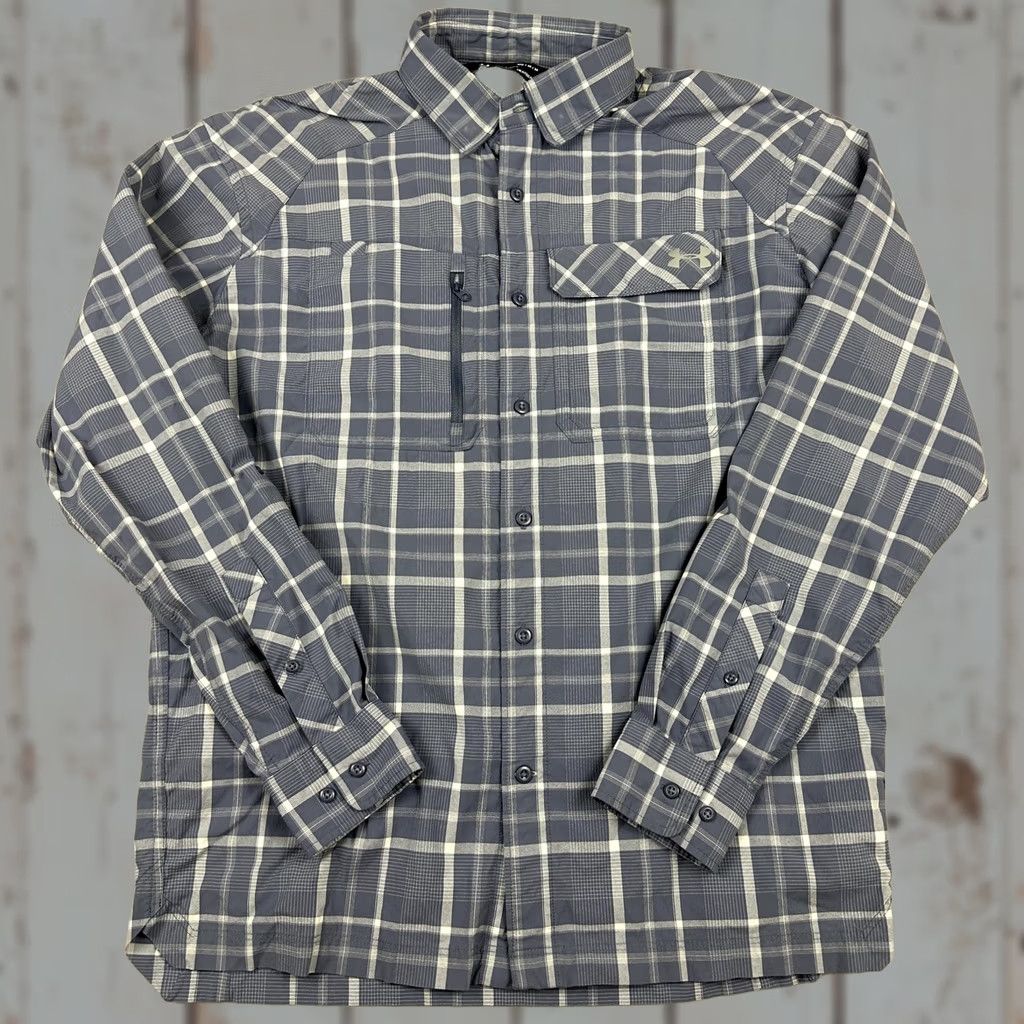Under Armour Under Armour Shirt Men Medium Blue Plaid Long Sleeve Button Up Fishing Outdoor M Size US M / EU 48-50 / 2 - 1 Thumbnail