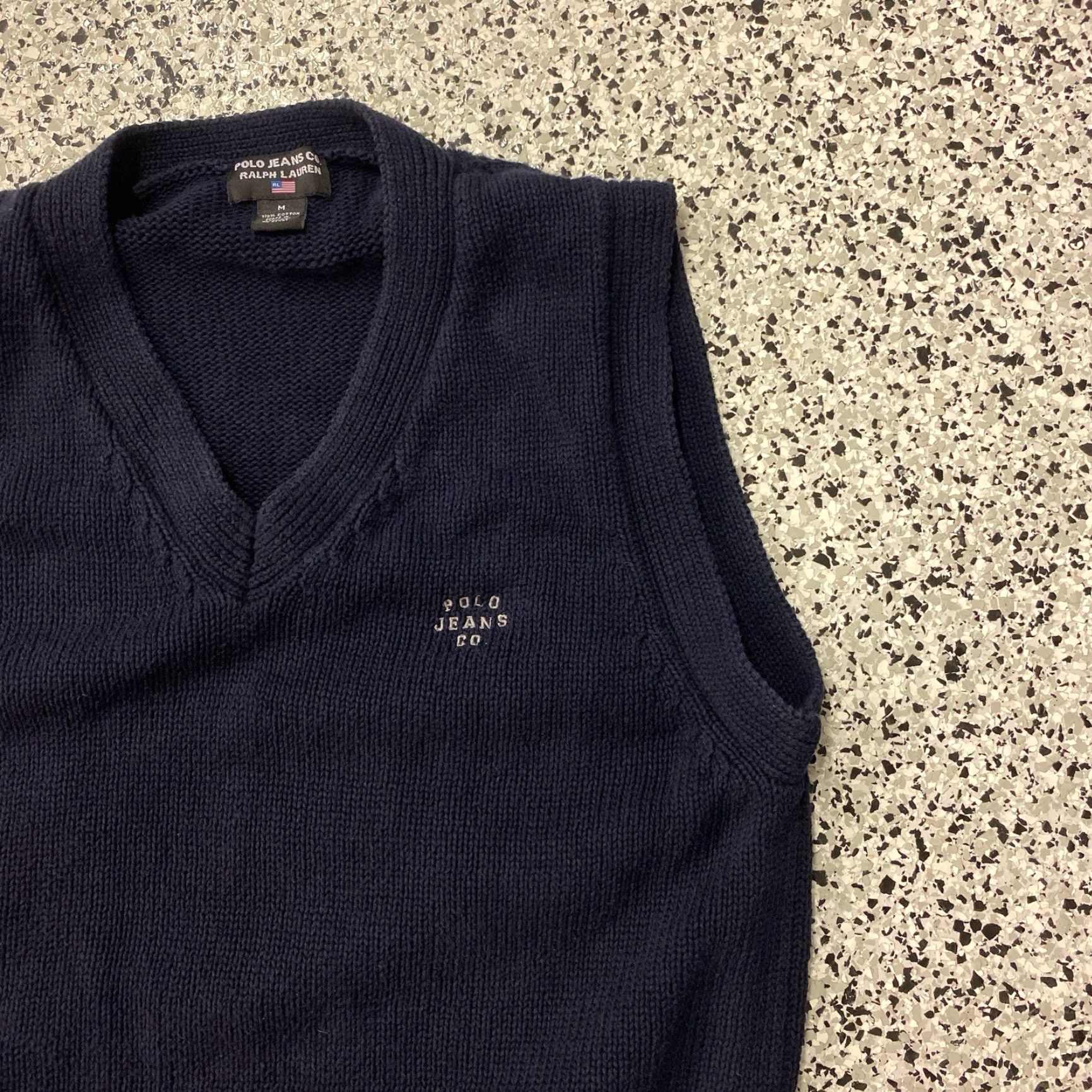 Polo Ralph Lauren VINTAGE Polo Ralph Lauren Sweater Vest Mens Medium Navy Knit Cotton Spellout 90s Size US M / EU 48-50 / 2 - 2 Thumbnail