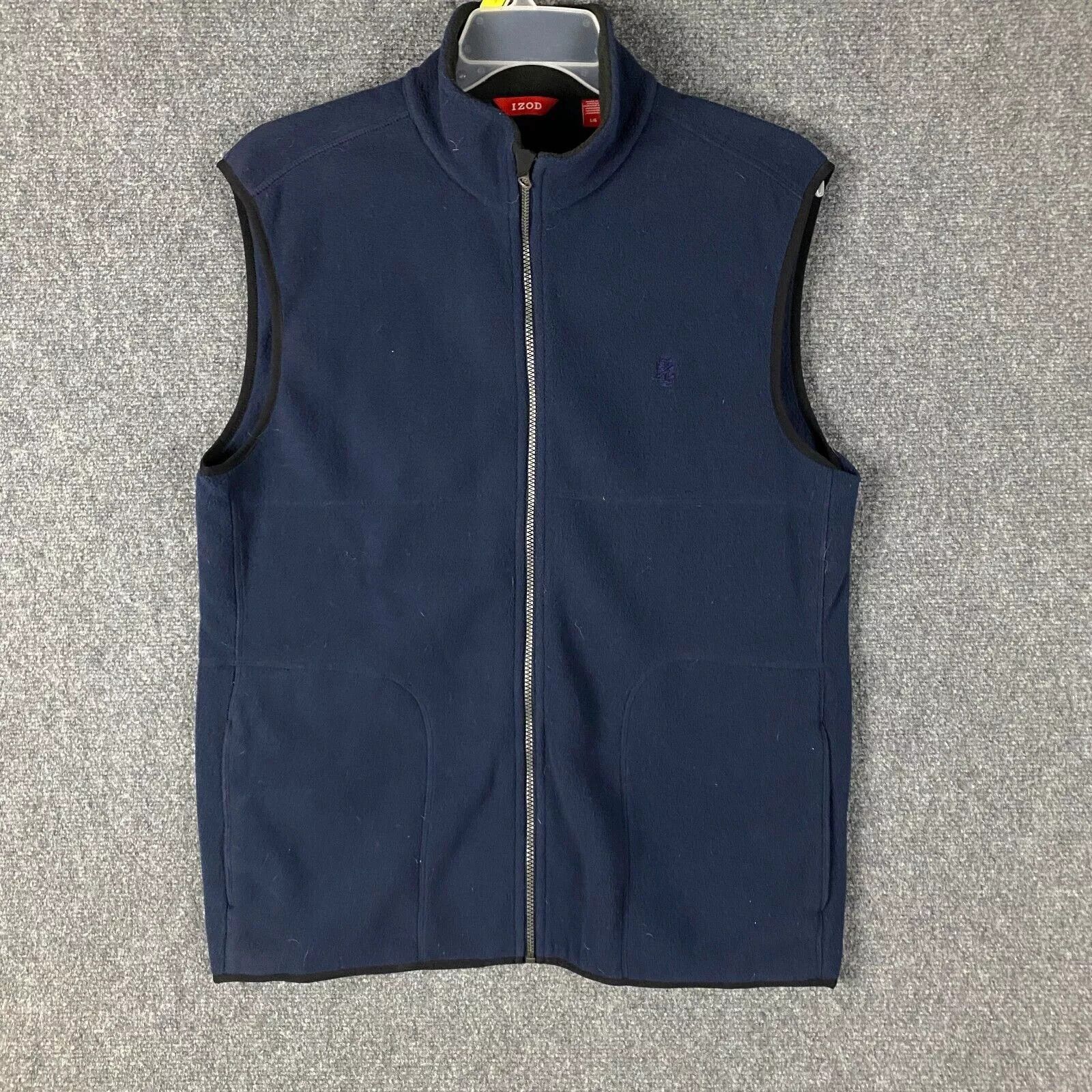 Izod Izod Vest Men's Large Fleece Full Zip Navy Blue Polyester L Size US L / EU 52-54 / 3 - 1 Thumbnail