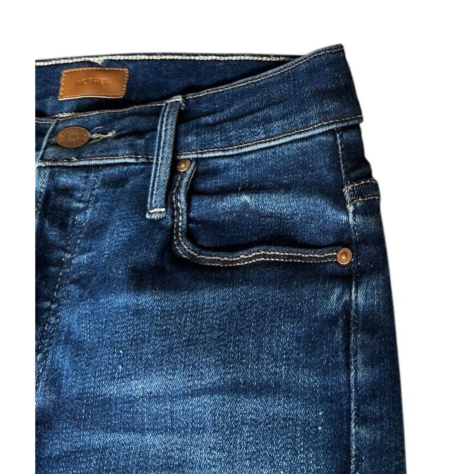 MOTHER MOTHER The Stunner Ankle Fray Jean Womens 25 Dark Skinny Size 25" / US 0 / IT 36 - 7 Thumbnail