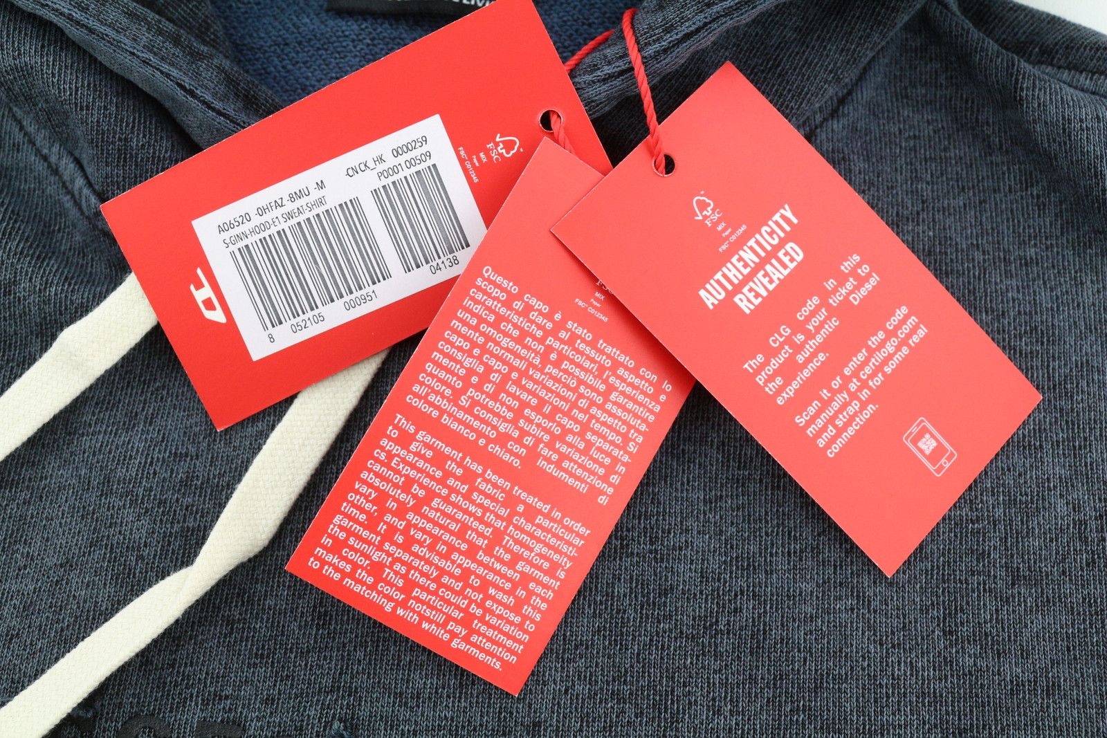 Diesel S-GINN-HOOD-E1 M Grey Distress Logo Hoodie 41053 Size US M / EU 48-50 / 2 - 7 Thumbnail