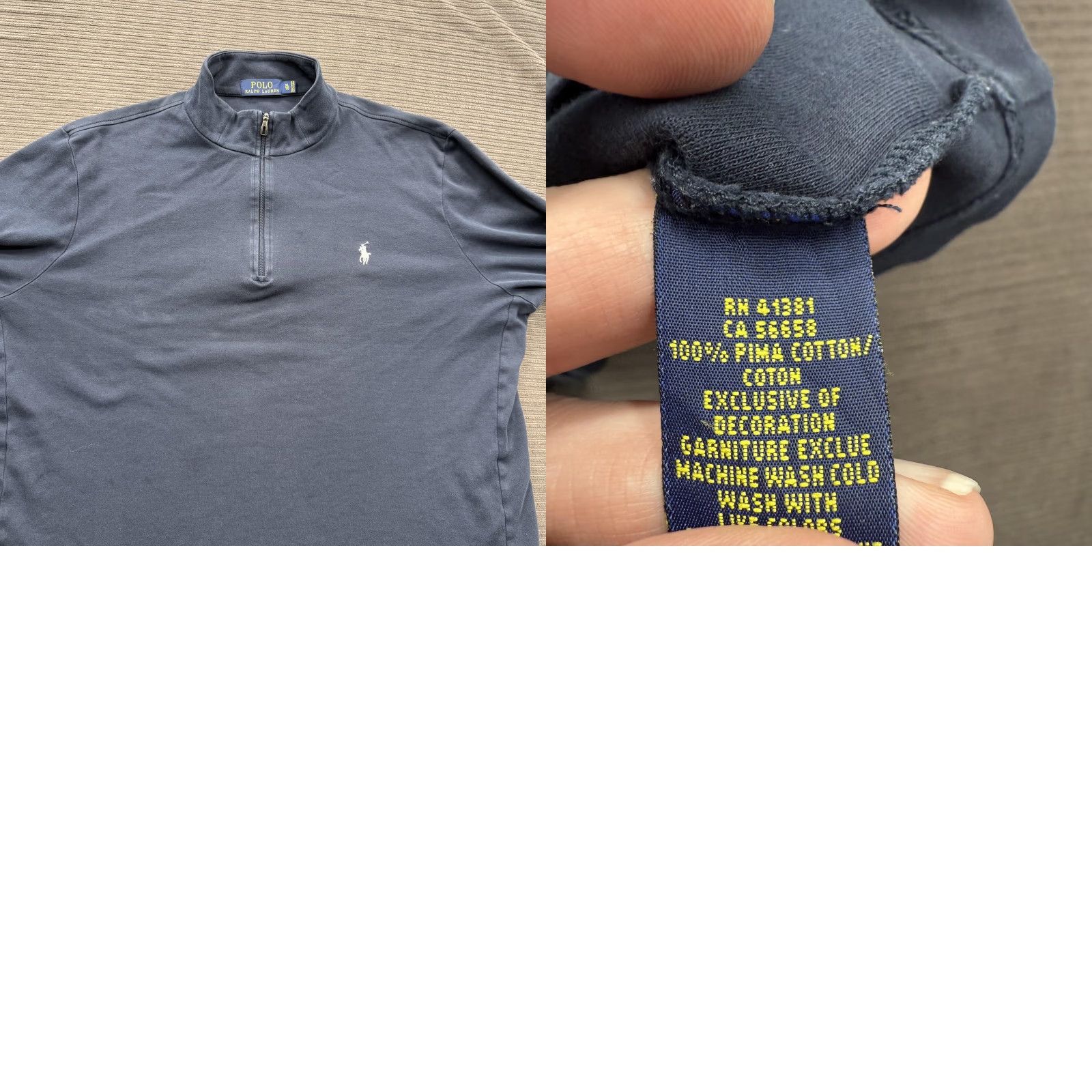 Polo Ralph Lauren Polo Ralph Lauren Pullover Mens XL 1/4 Zip Mock Neck Long Sleeve Pima Cotton Navy Blue Size US XL / EU 56 / 4 - 8 Thumbnail