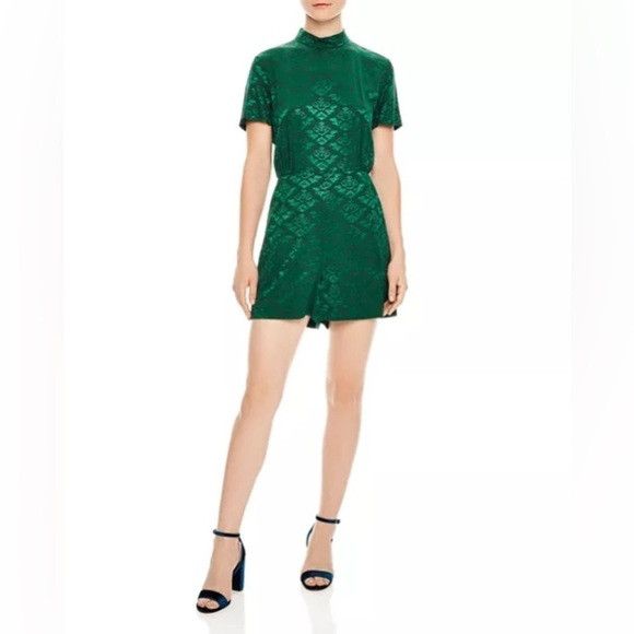 Sandro SANDRO Manon green jacquard romper sz 38 us 6 Size 28" / US 6 / IT 42 - 1 Thumbnail