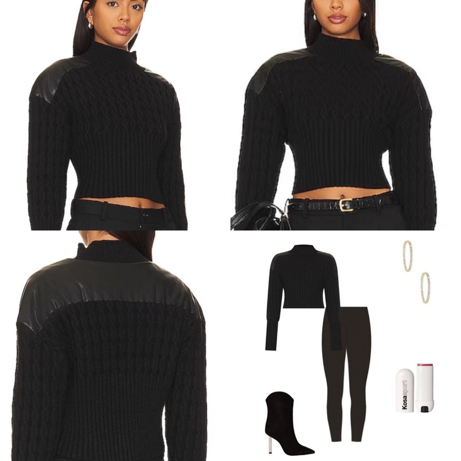 image of Revolve $181 Khloe Cable Turtleneck Sweater Blk Xs in Black, Women's