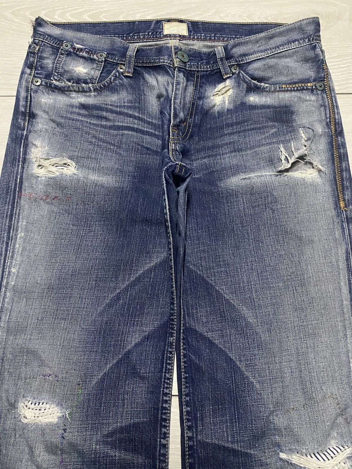 Levi's Levis Japan Redloop Fade Wash Distressed Loose Jeans Size US 33 - 3 Thumbnail