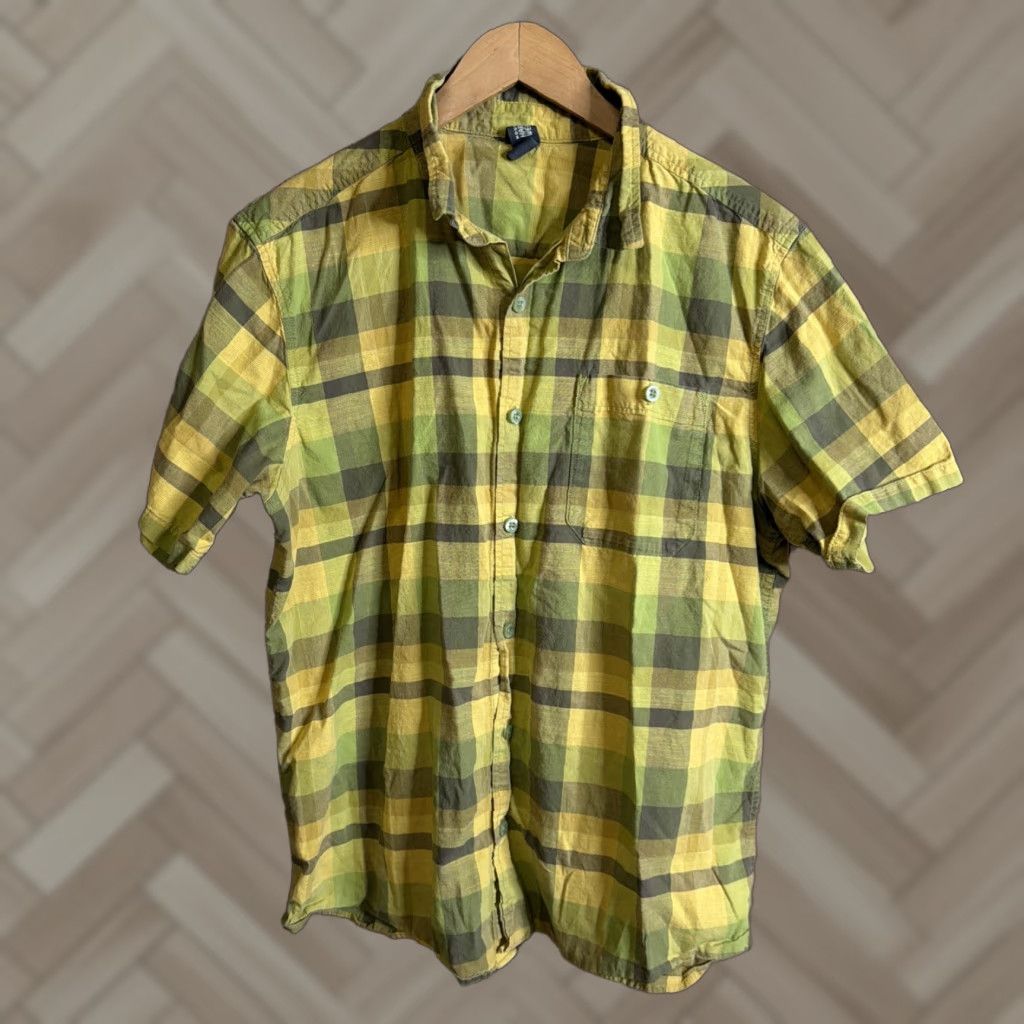 Mountain Hardwear Mountain Hardwear Shirt Mens L Yellow Short Sleeve Plaid Button Up Size US L / EU 52-54 / 3 - 1 Thumbnail
