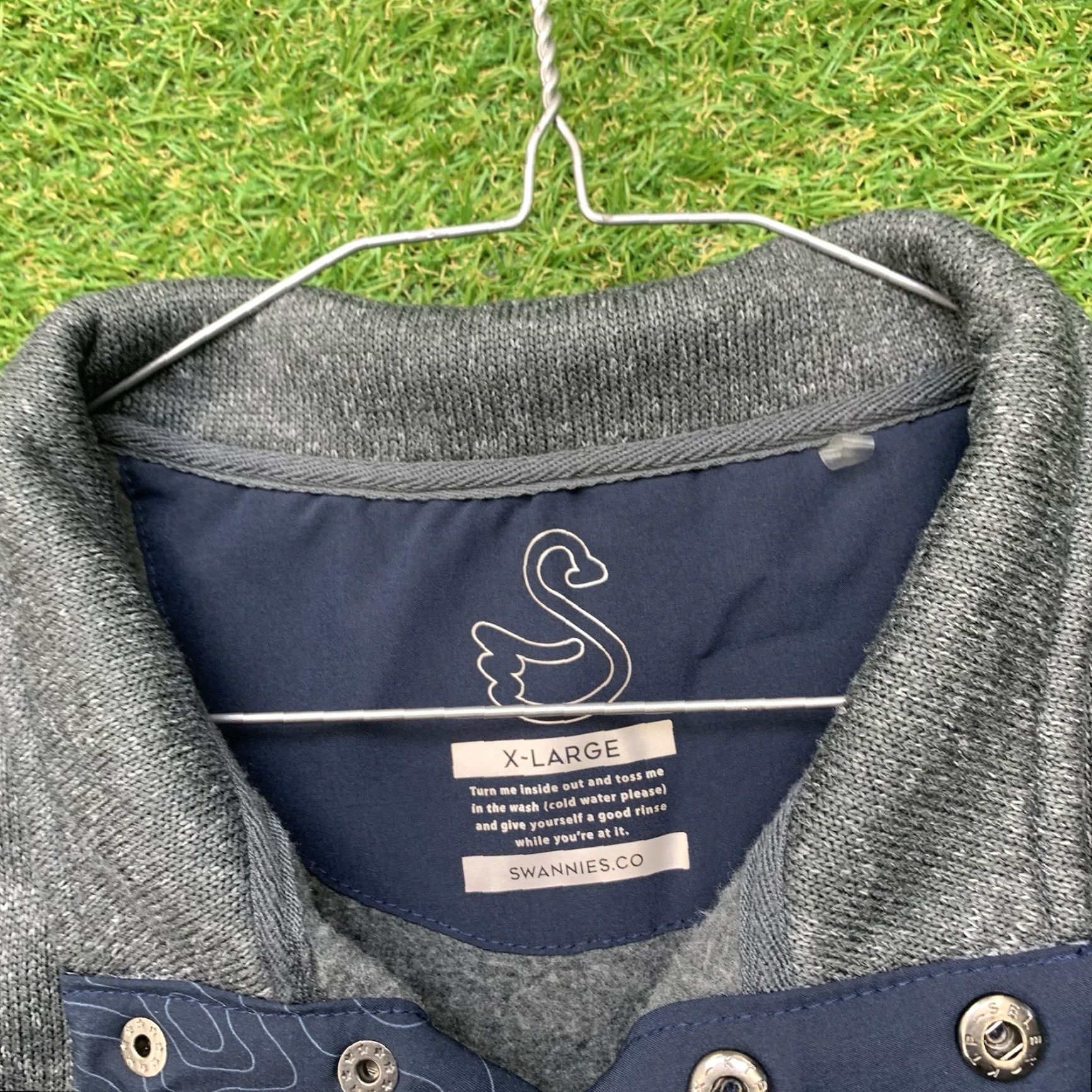 Vintage Swannies Sweatshirt Mens XL Grey Pullover Embroidered Logo Golf Henley Fleece Size US XL / EU 56 / 4 - 3 Thumbnail