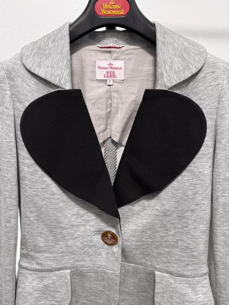 Vivienne Westwood Vivienne Westwood Gray Cotton Velvet Heart Collar Blazer J Size M / US 6-8 / IT 42-44 - 5 Thumbnail