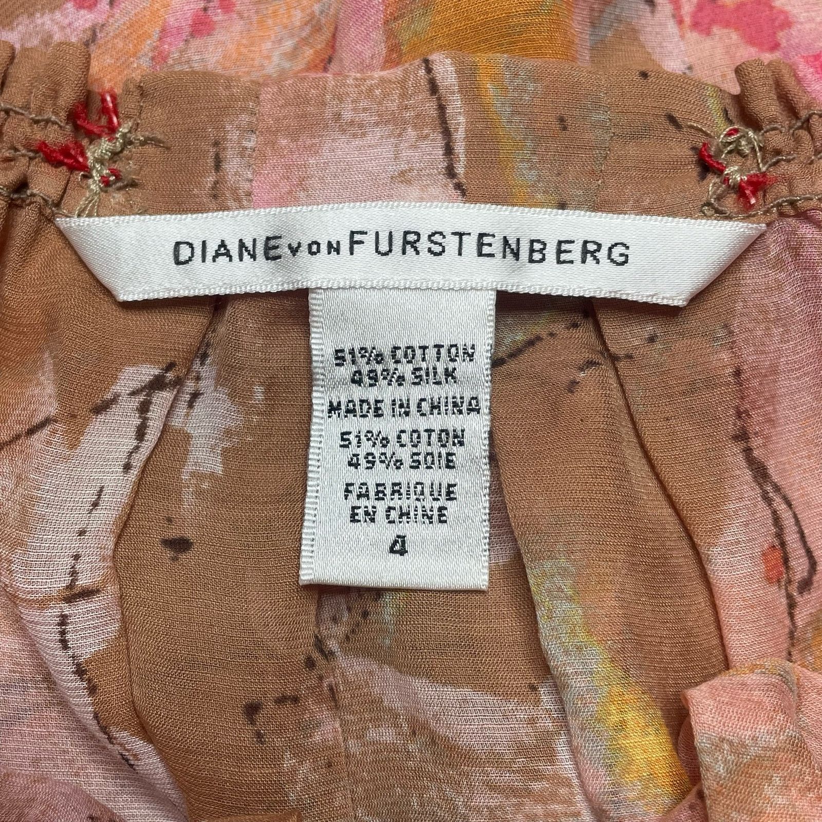 Diane von Furstenberg NWOT Diane Von Furstenberg Blouse Silk Cotton Blend Size S / US 4 / IT 40 - 2 Thumbnail