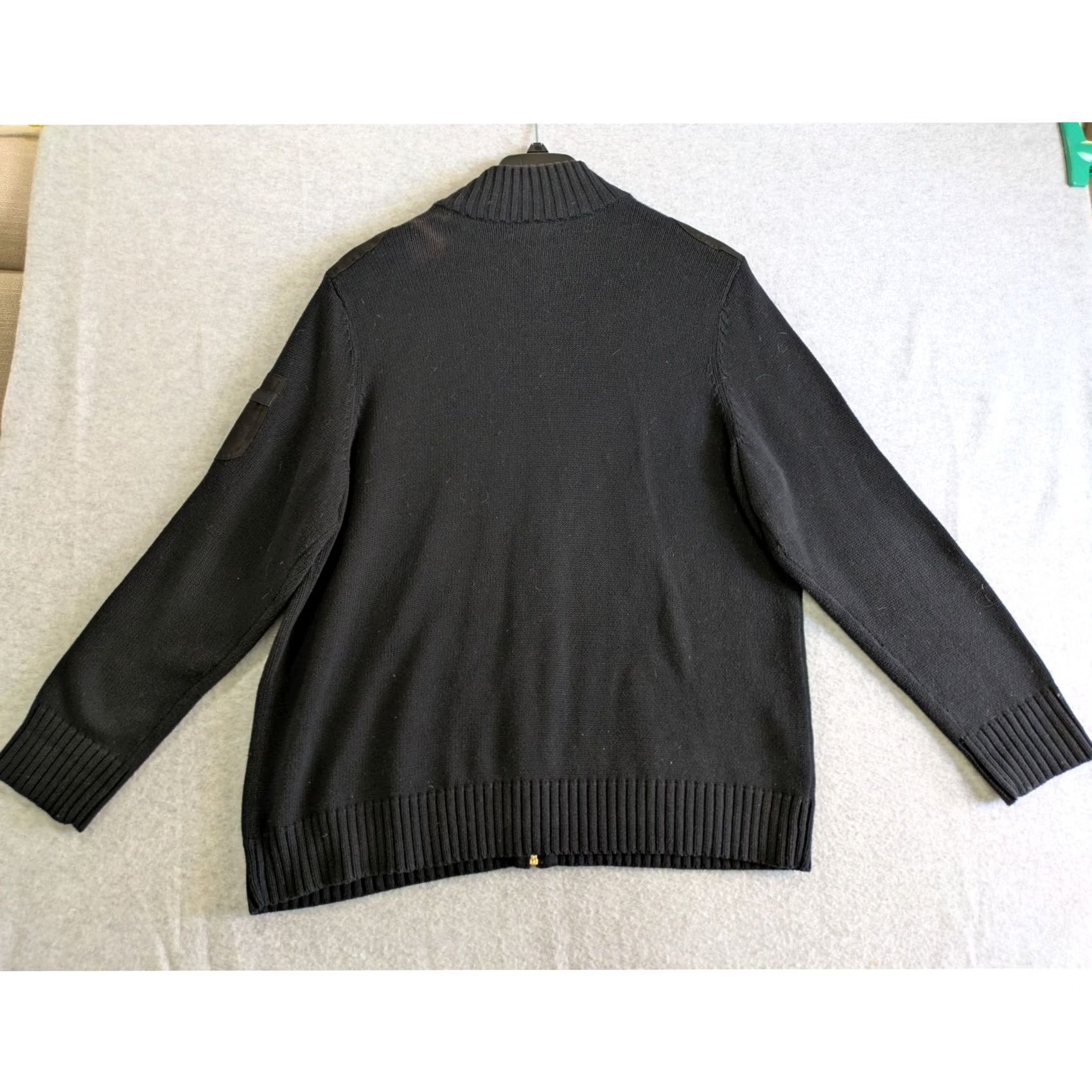 Ralph Lauren VINTAGE Lauren Ralph Lauren Sweater Women 2X Full Zip Shoulder Patched Chunky Knit Black Size XXL / US 16-18 / IT 52-54 - 2 Thumbnail