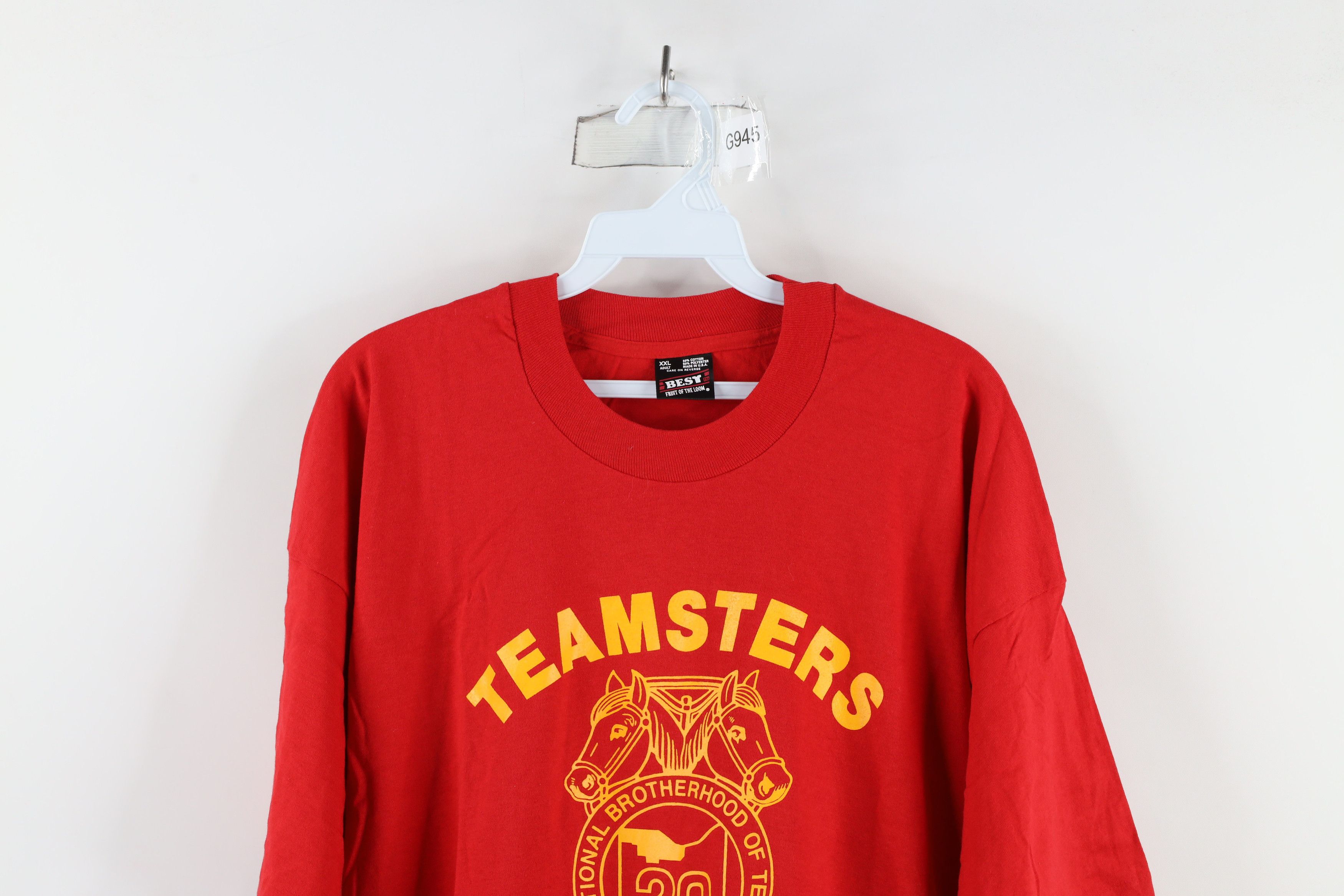 Vintage Deadstock Vintage 90s 20 Teamsters Union T-Shirt Red USA Size US XXL / EU 58 / 5 - 2 Thumbnail