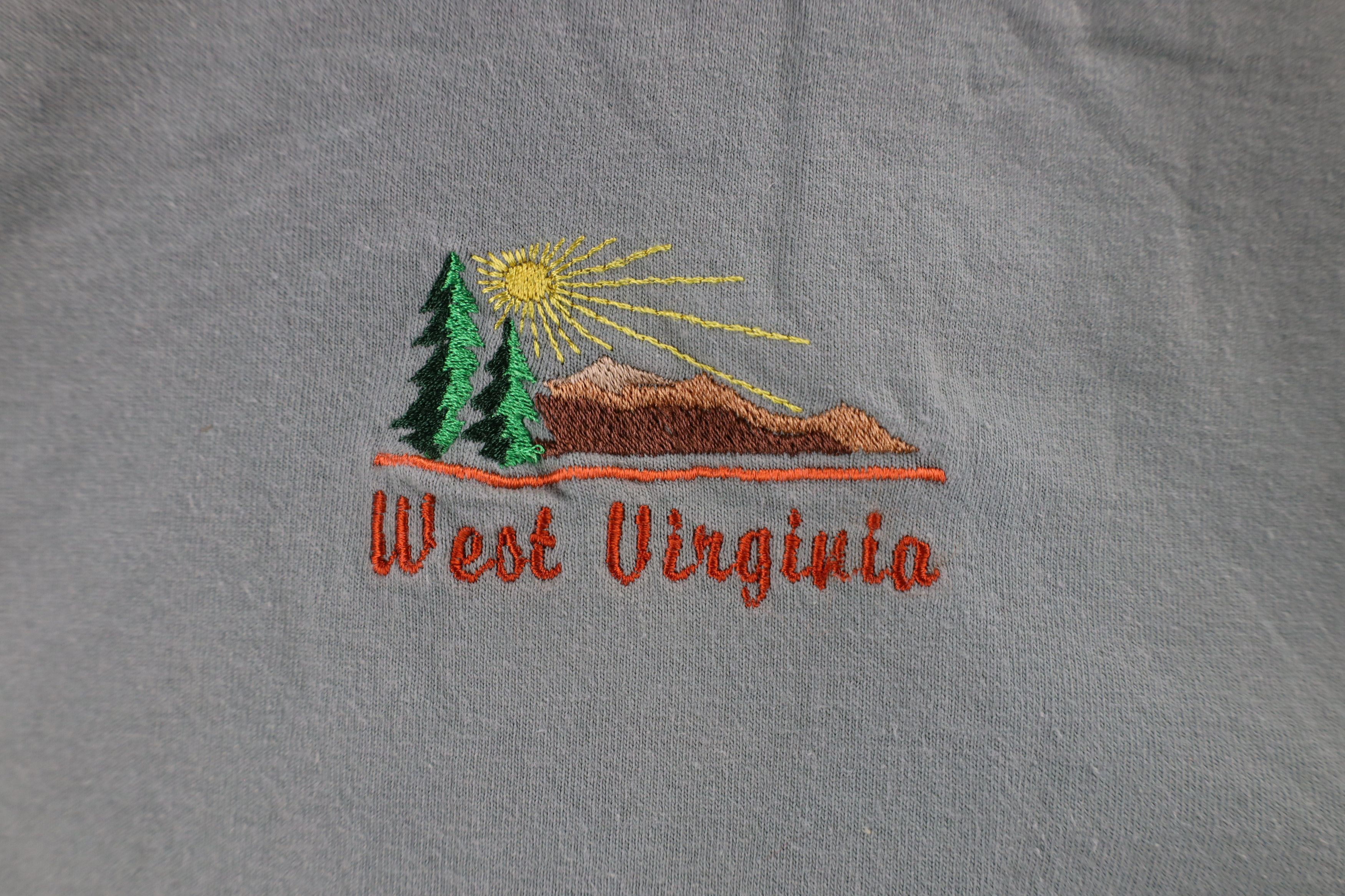 Vintage Vintage 90s Streetwear Out West Virginia T-Shirt Green USA Size US L / EU 52-54 / 3 - 4 Thumbnail