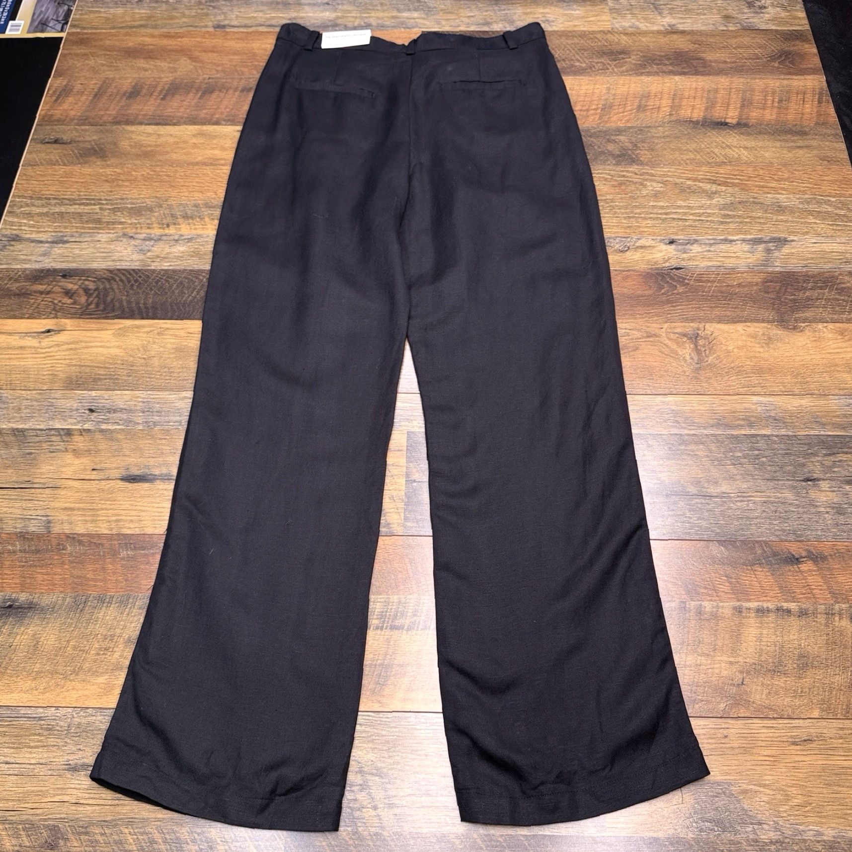 Ann Taylor Ann Taylor High Waist Trouser Linen Pants 10 Full Length Pleated Black Women's Regular Size 32" / US 10 / IT 46 - 3 Thumbnail