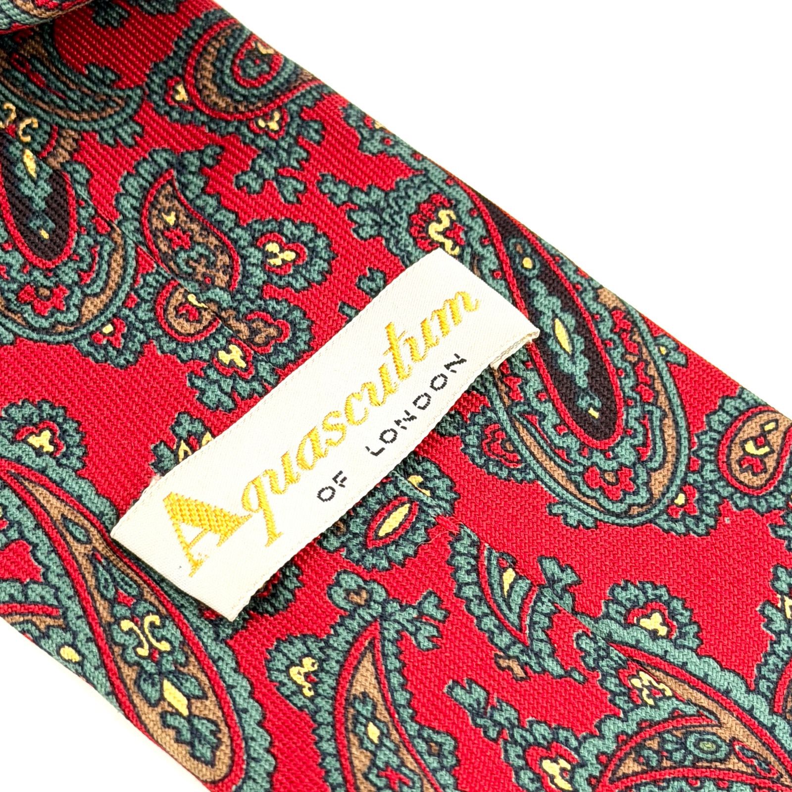 Aquascutum Vintage 80s Red 100% Silk Paisley Necktie Size ONE SIZE - 4 Thumbnail
