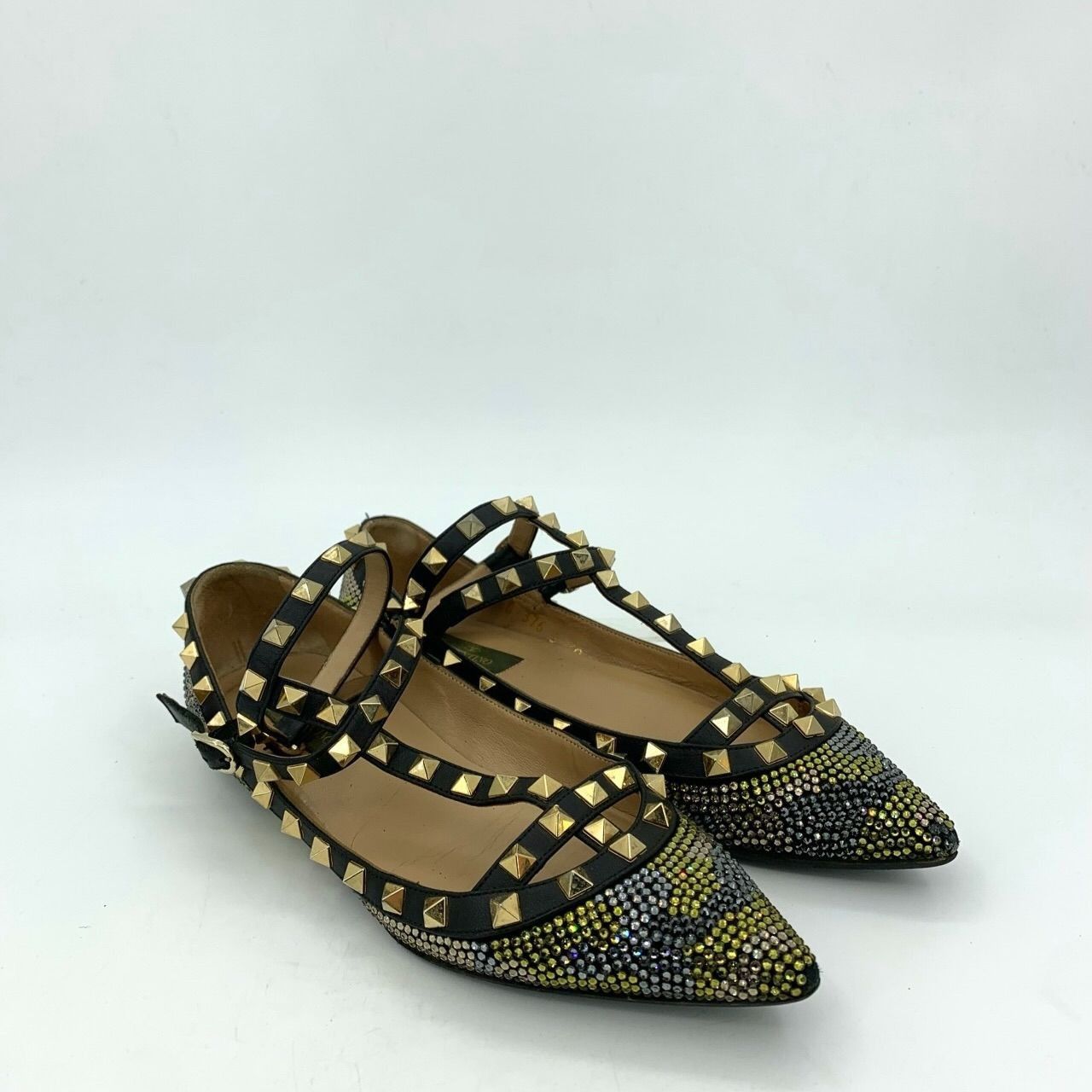 Valentino Valentino Garavani Rivet Pointed Flat Sandals 38 Black Full Size US 8 / IT 38 - 9 Thumbnail
