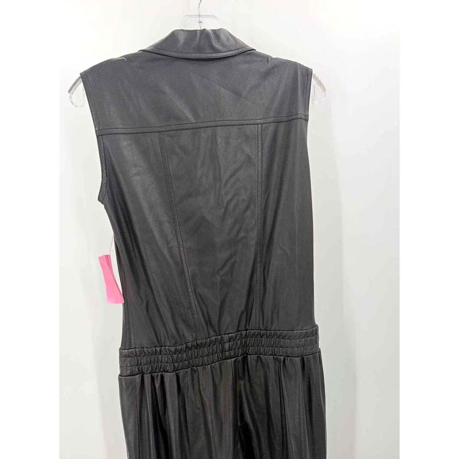 Vintage BCBG Black Size Small Faux Leather Sleeveless Jumpsuit Size 28" / US 6 / IT 42 - 3 Thumbnail
