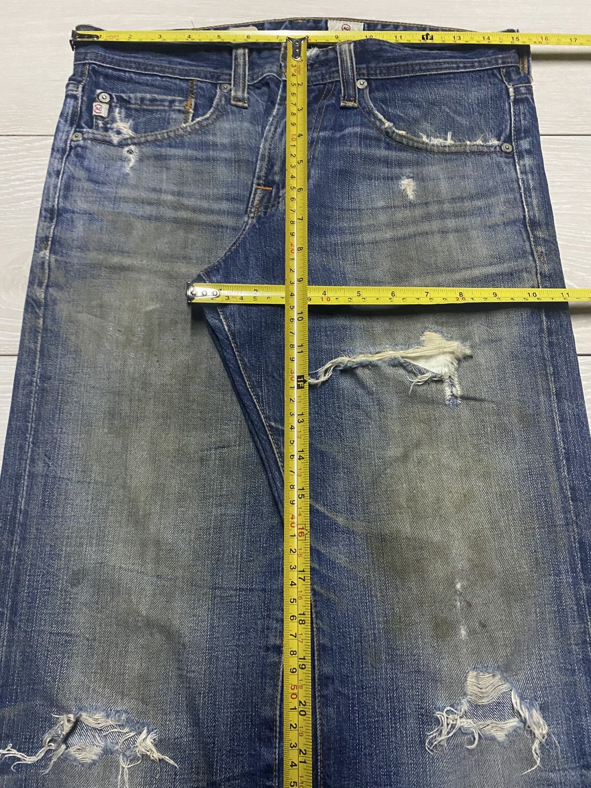 AG Adriano Goldschmied Vintage Adriano Ag Grunge Distresse Straight Jeans Size US 30 / EU 46 - 18 Thumbnail