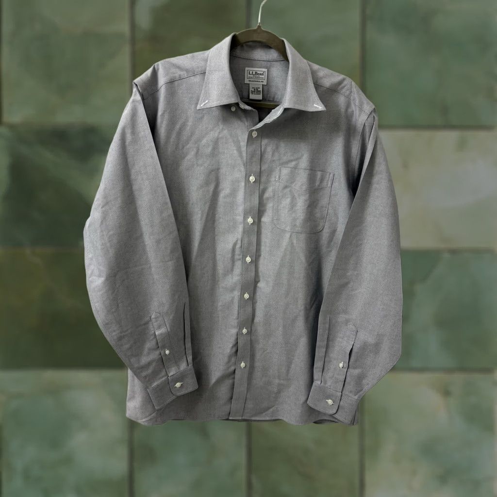 CLOT LL Bean Oxford Cloth Shirt Mens 16 36 Gray Button Down Traditional Fit Dress Shirt 209410 Size US L / EU 52-54 / 3 - 1 Thumbnail