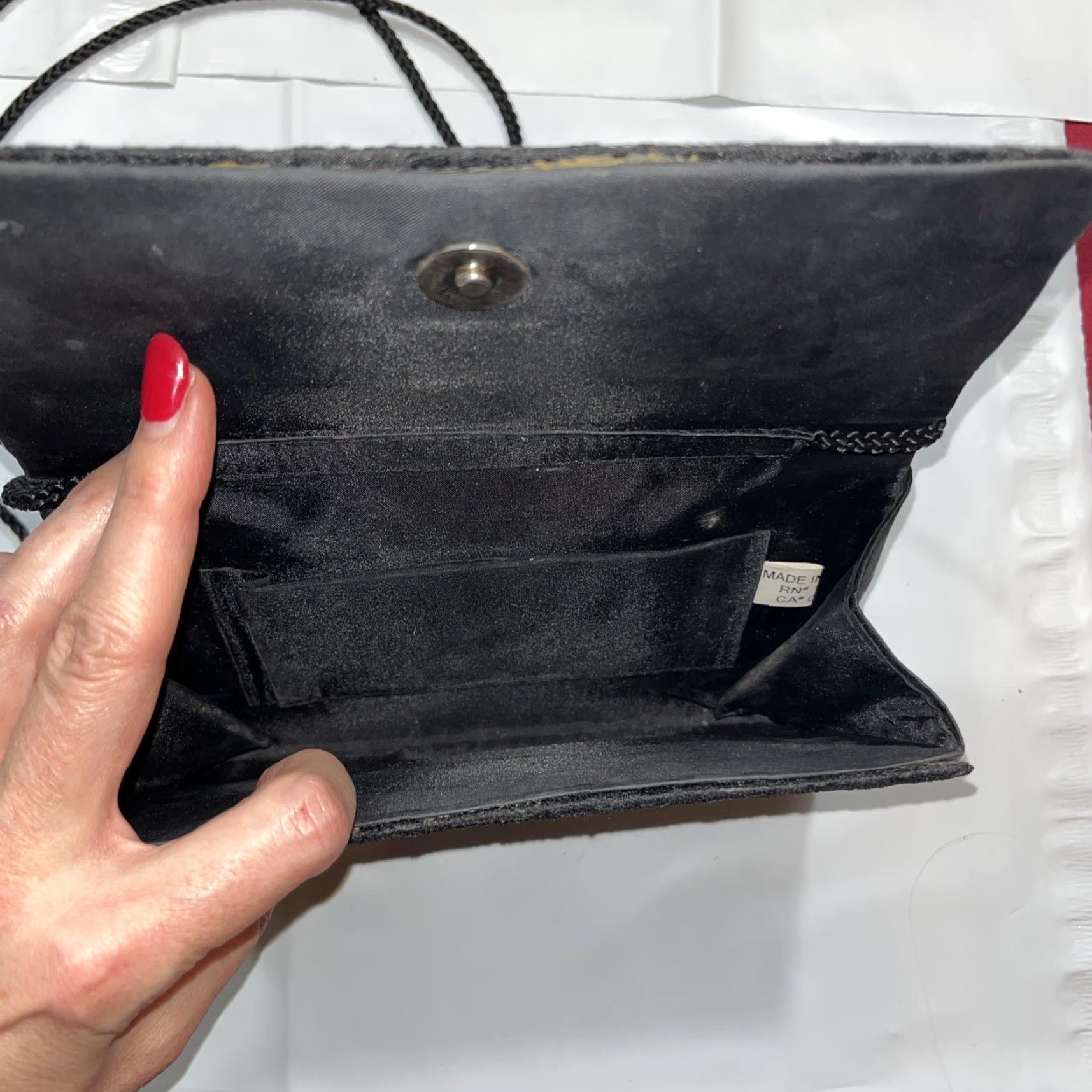 Vintage VINTAGE Black LACE formal Purse Evening Bag Magnetic Flap Crossbody Strap Small Clutch Women Size ONE SIZE - 6 Thumbnail