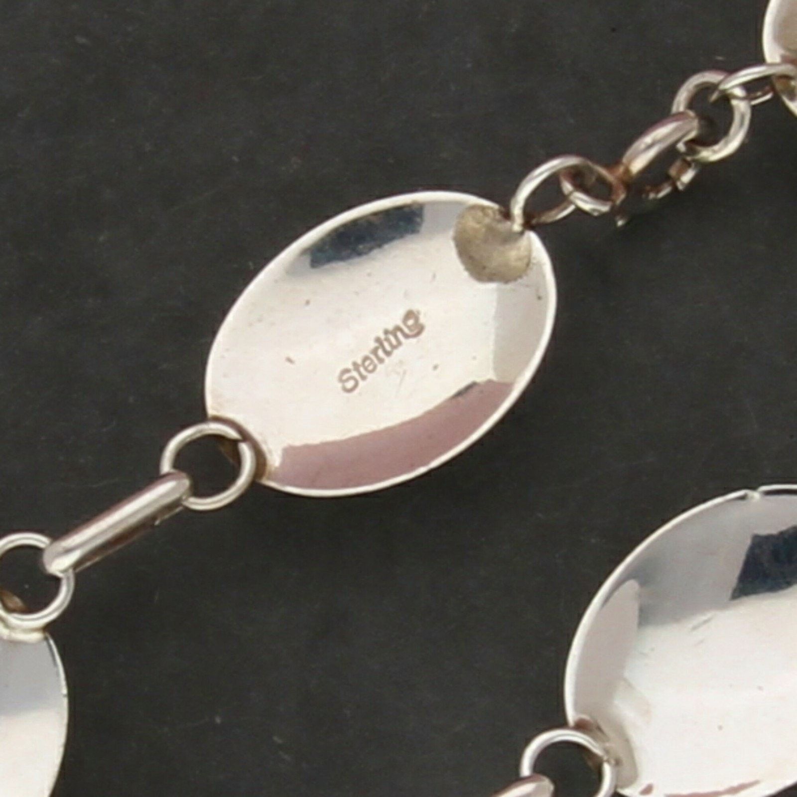 Native navajo sterling silver vintage onyx link bracelet 7.75in Size ONE SIZE - 3 Thumbnail