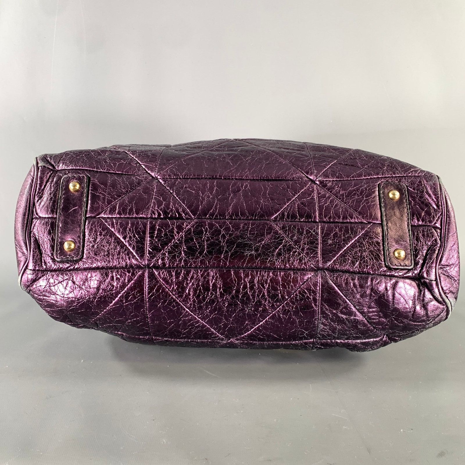Marc Jacobs MARC JACOBS Purple Metallic Quilted Leather Satchel Size ONE SIZE - 6 Thumbnail