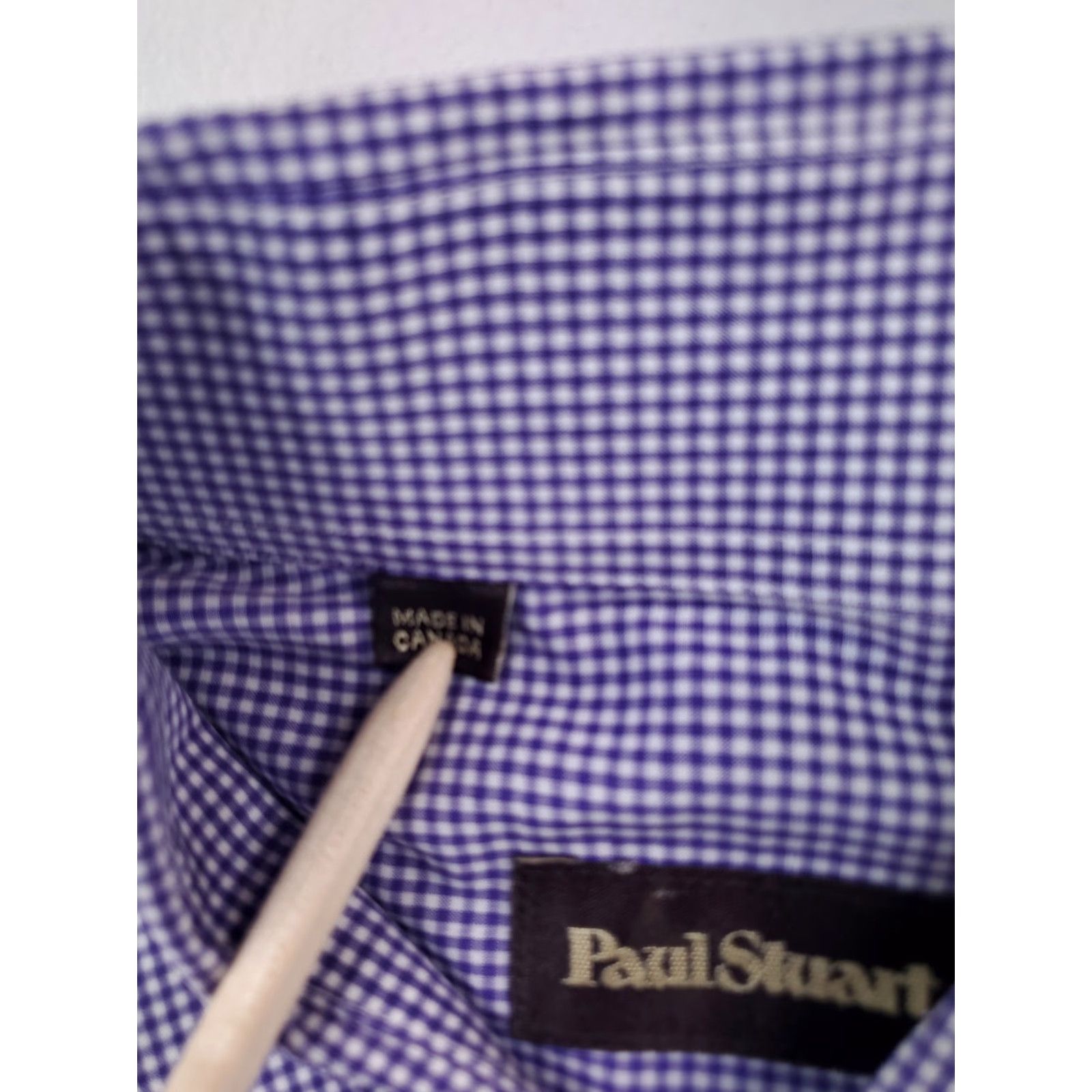 Paul Stuart Paul Stuart Button Down Shirt Long Sleeve Blue Check Made Canada Mens XL Size US XL / EU 56 / 4 - 4 Thumbnail