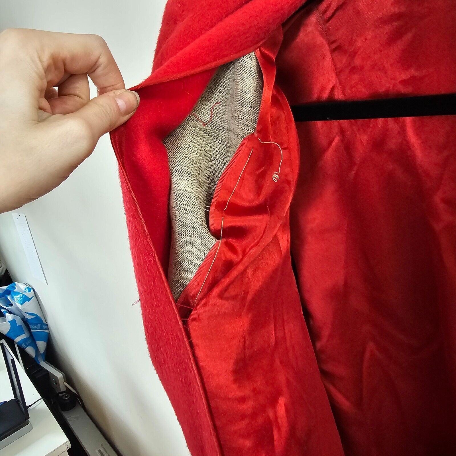 Other Red Felt Long Sleeve Single Button Heavy Long Line Jacket L Size L / US 10 / IT 46 - 10 Thumbnail