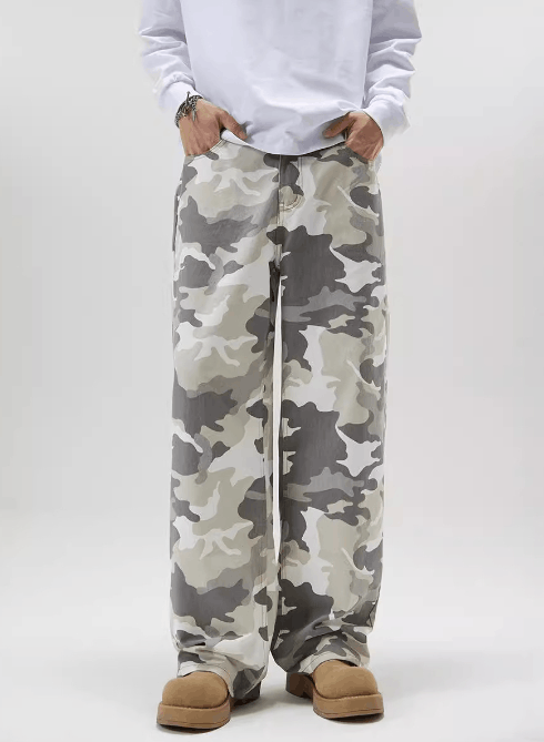 Japanese Brand × Jean Men's gray camouflage loose straight baggy casual pants Size US 32 / EU 48 - 1 Thumbnail