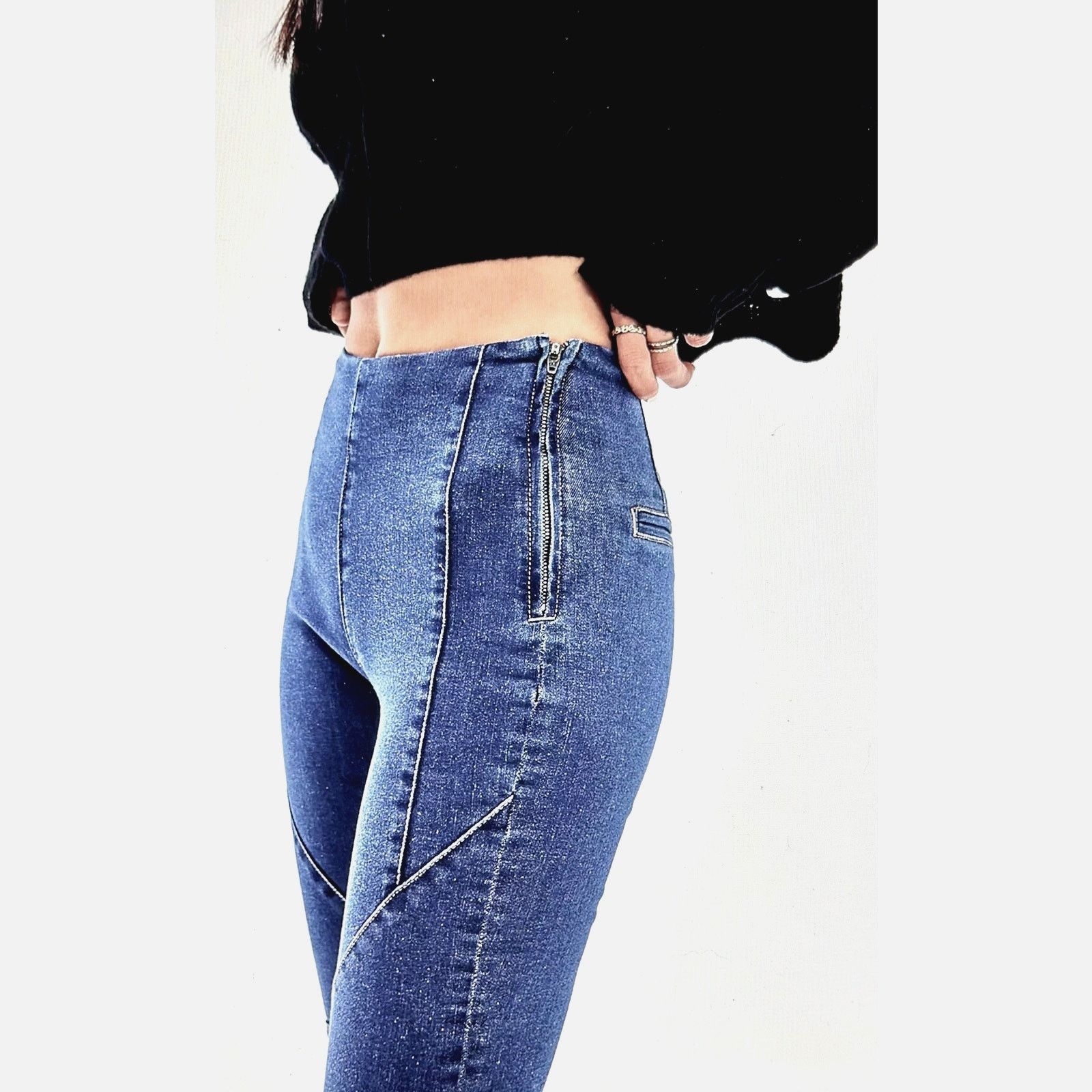Free People Free People Bella Moto High-Rise Skinny Jeans Light Blue 28 Size 28" / US 6 / IT 42 - 5 Thumbnail