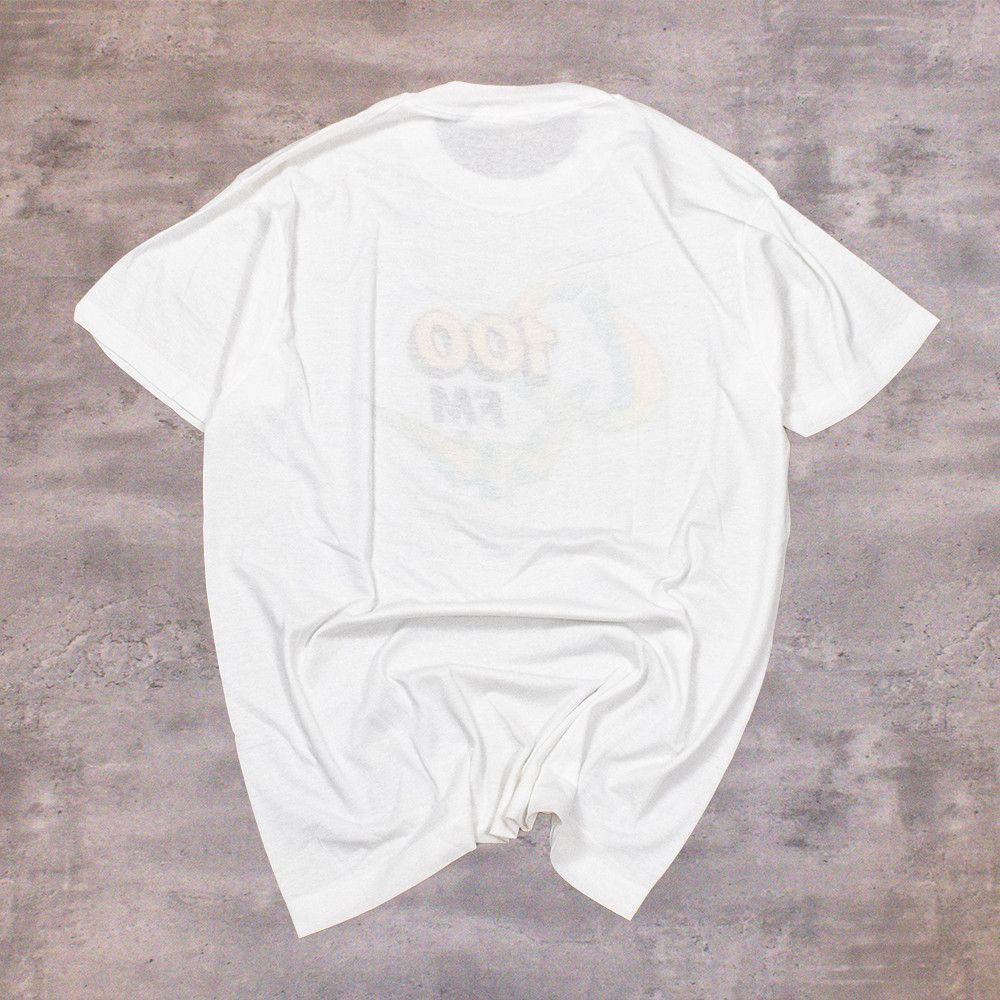 Band Tees × Vintage Vintage 1980’s Screen Stars Q 100 FM Single Stitch White Tee Size US L / EU 52-54 / 3 - 2 Thumbnail