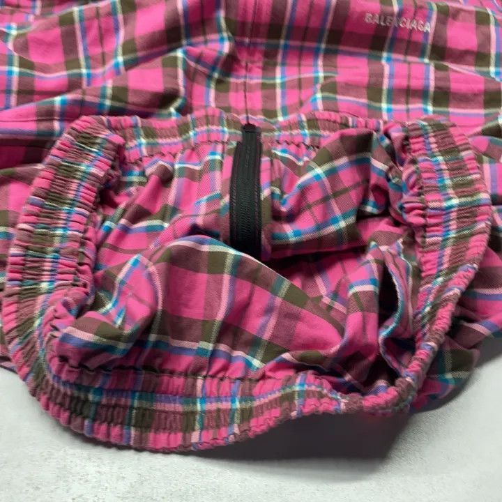 Balenciaga Balenciaga Red Plaid Zip Collar Jacket for Women 0079-2507 Size S / US 4 / IT 40 - 9 Thumbnail
