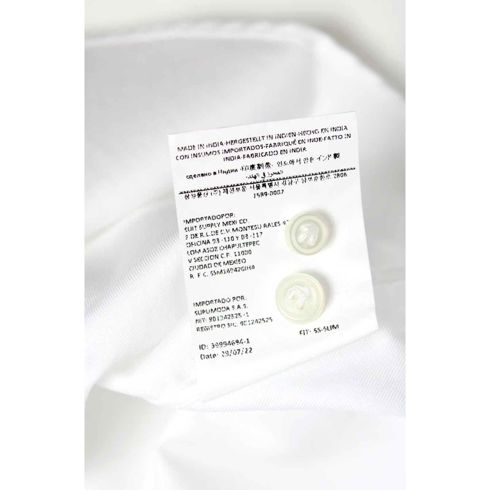 Suitsupply SUITSUPPLY Shirt LARGE White Slim Formal Peter Pan Collar Men's Size 42R - 7 Thumbnail