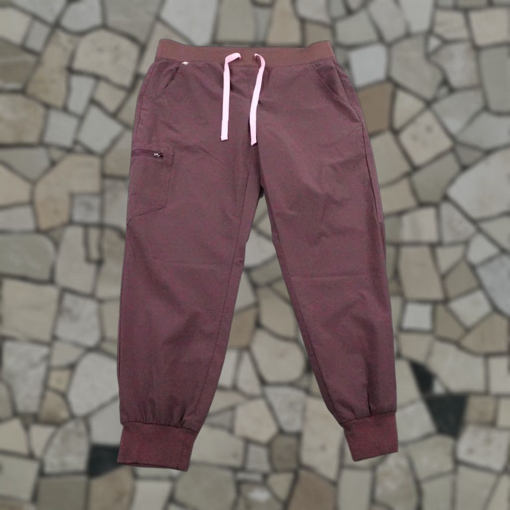 Vintage FIGS Pants Womens Medium Burgundy Zamora FREEx Jogger Scrub Bottoms Nurse Taper Size 32" / US 10 / IT 46 - 1 Thumbnail