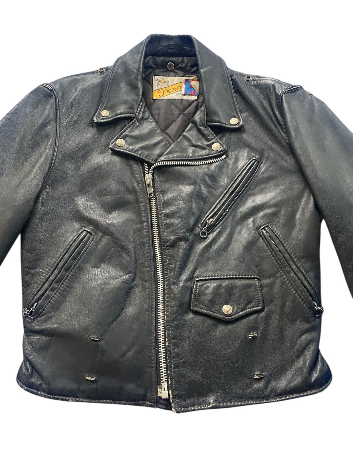 Schott Schott Perfecto Double Collar Punk Rocker Biker Jacket Size US S / EU 44-46 / 1 - 2 Thumbnail