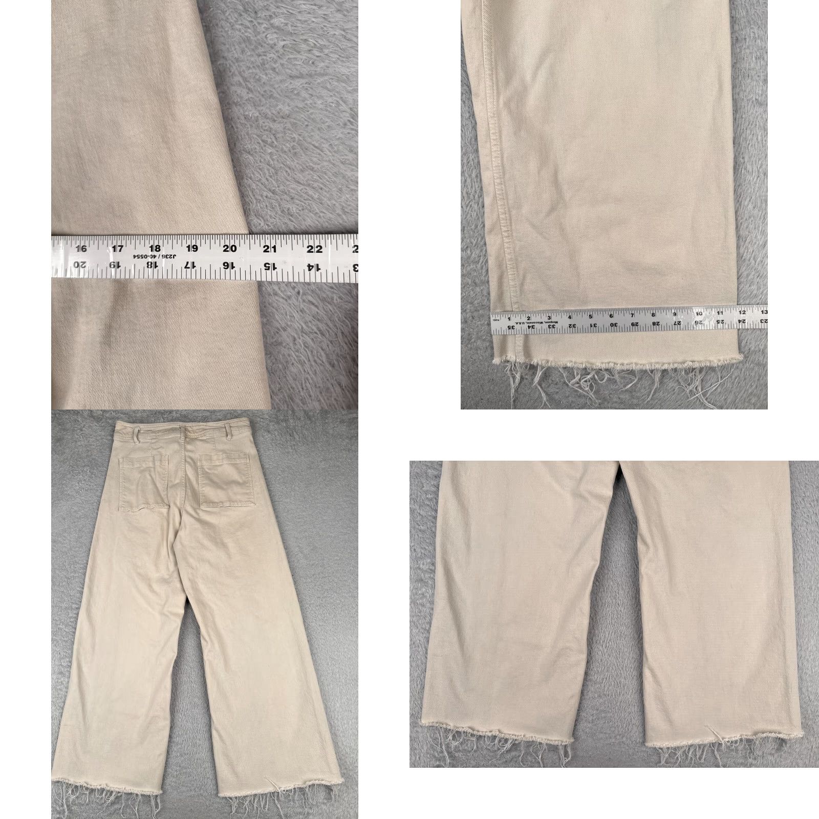 Zara Zara Jeans Womens Jeans Beige Denim Wide-Leg High Rise 32x28 Regular 5-Pocket Design Distressed Comfort Stretch Size 34" / US 12 / IT 48 - 9 Thumbnail