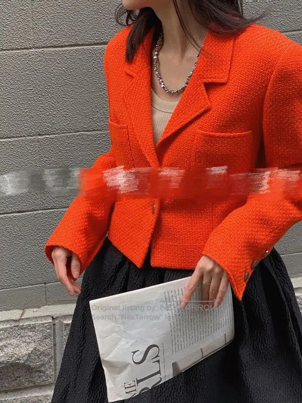 Chanel Chanel Orange Wool Tweed Women's Jacket . Size M / US 6-8 / IT 42-44 - 4 Thumbnail
