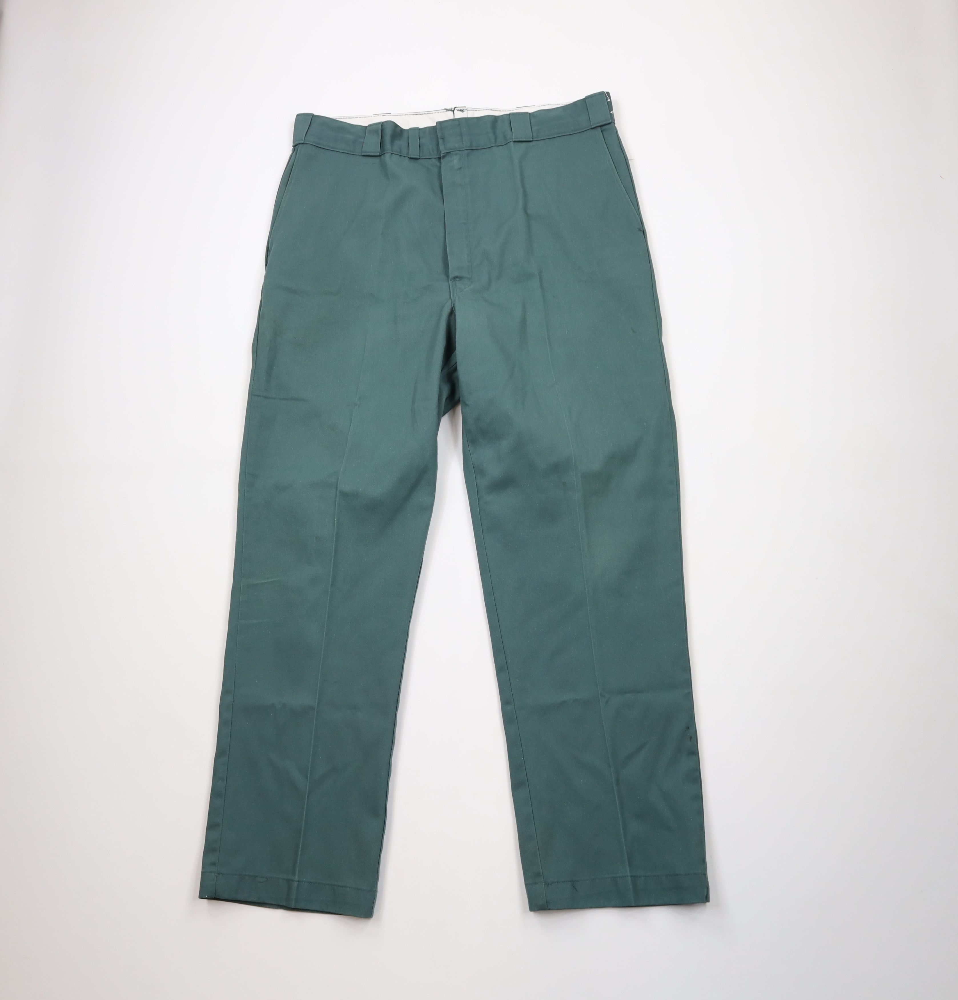 Dickies × Vintage Vintage 90s Dickies Spell Out Wide Leg Work Pants Green USA Size US 38 / EU 54 - 1 Thumbnail