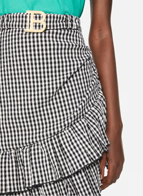 Balmain o1y0625 Mini Skirt in Black/White Size 27" / US 4 / IT 40 - 2 Thumbnail