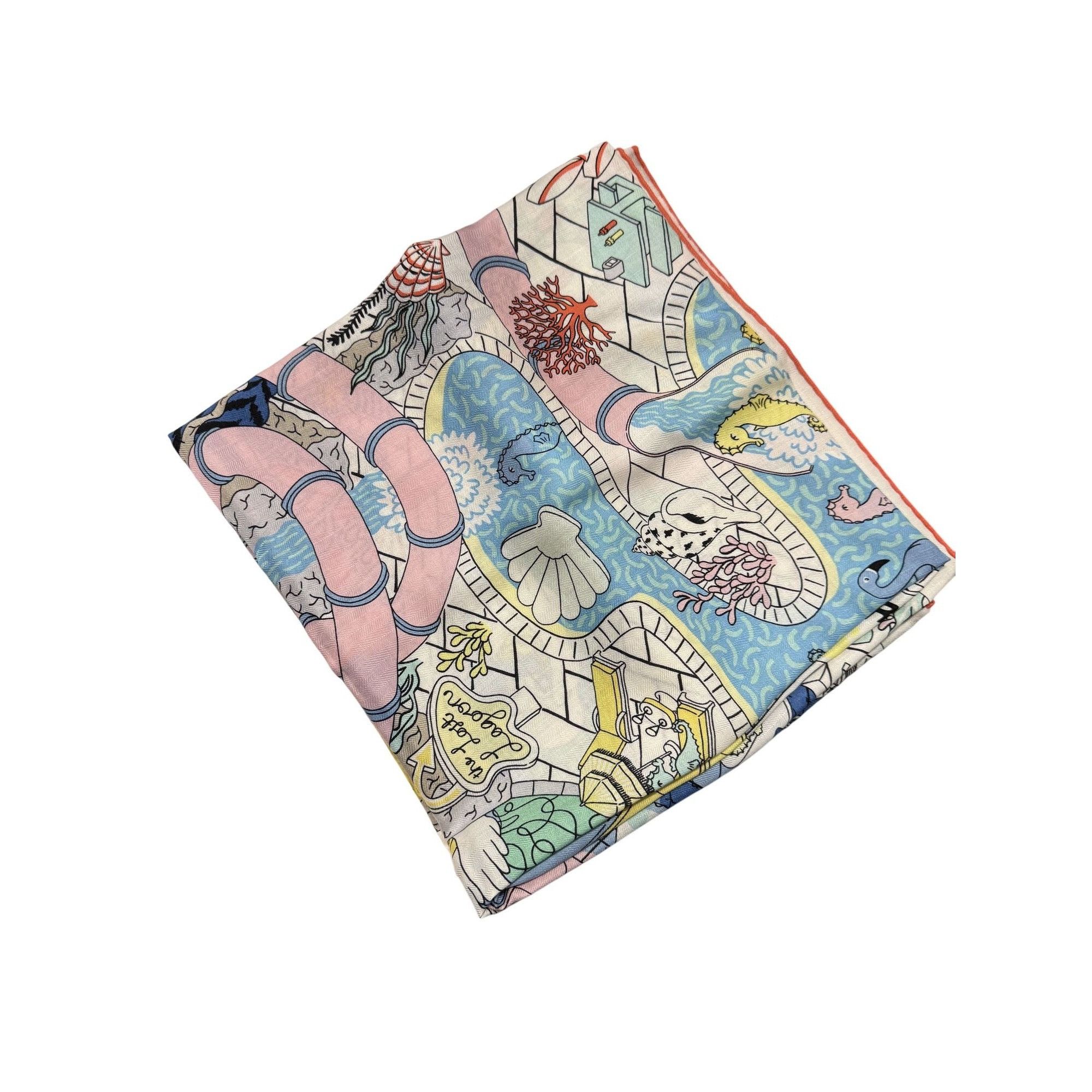 Hermes Hermes "One Snack" Scarf Made In France 70% Cashmere 30% Sil Size ONE SIZE - 2 Thumbnail