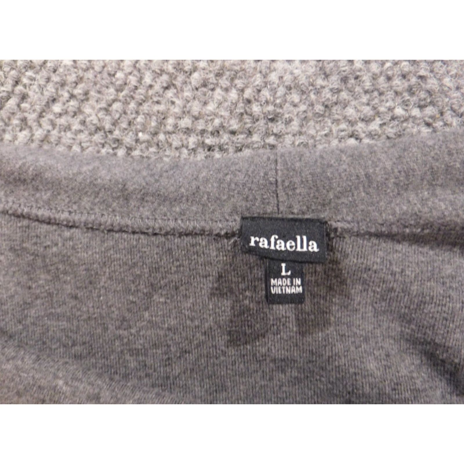 Vintage Rafaella Womens Sweater L Gray Pullover Stretch Cable-Knit Long Sleeve Raglan Button Cowl Neck Knit Cotton Wool Size L / US 10 / IT 46 - 4 Thumbnail