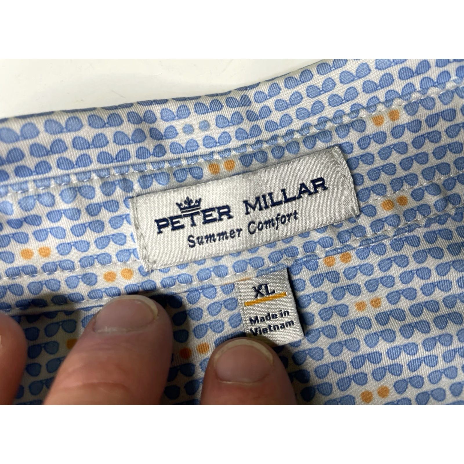 Peter Millar Peter Millar Summer Comfort Polo Geometric Pattern Short Sleeve Mens XL Blue Golf Tennis Walking Shirt Size US XL / EU 56 / 4 - 4 Thumbnail