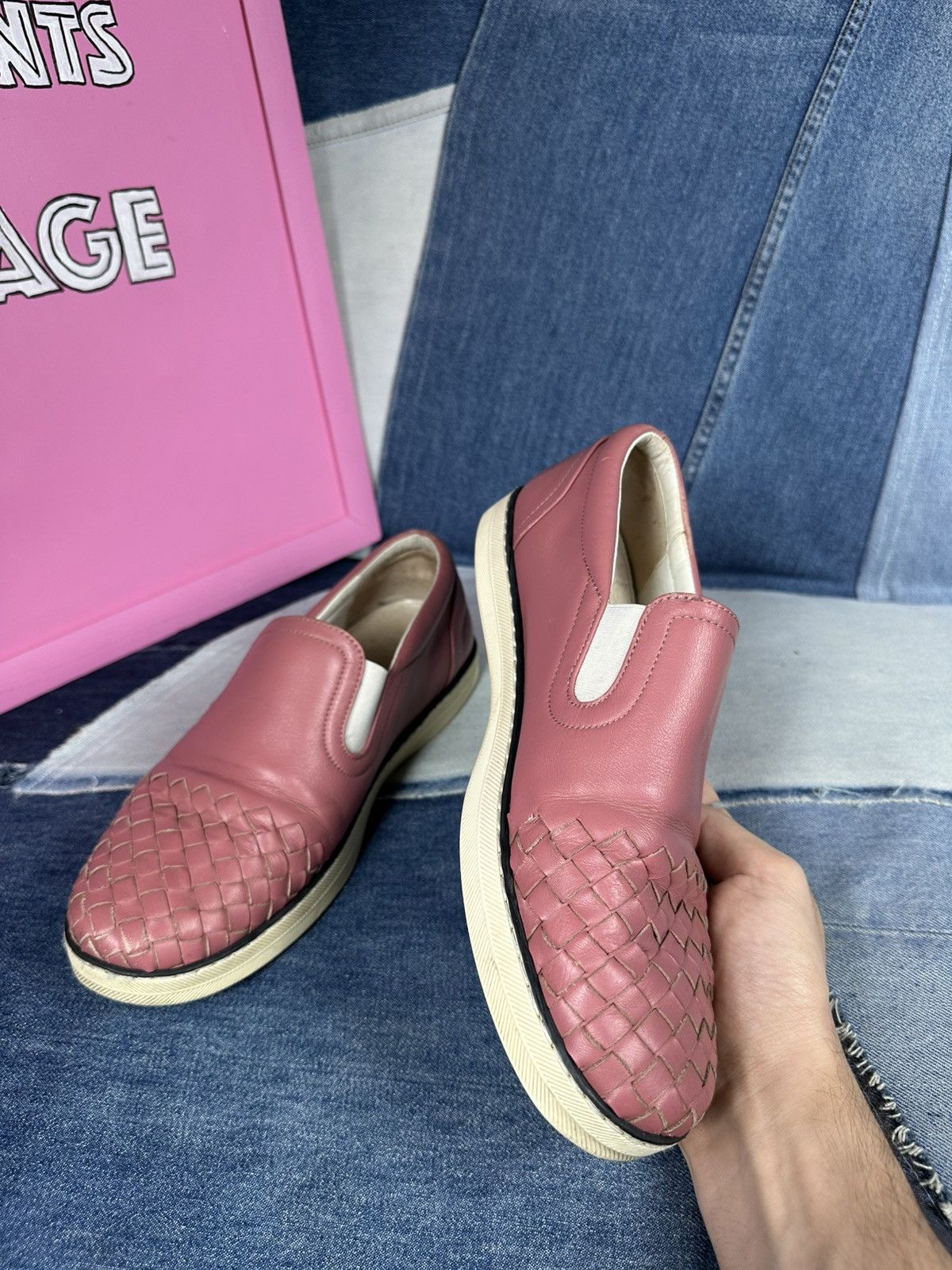 Bottega Veneta Bottega Veneta Intrecciato Slip-On Sneakers Pink Size US 8.5 / IT 38.5 - 12 Thumbnail
