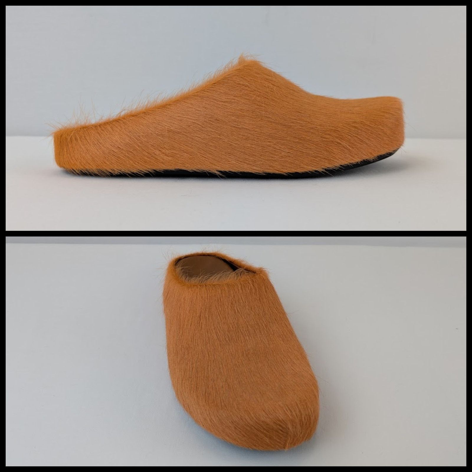 O1rshd1 Fussbett Calf-Hair Sabot Mules Slippers In Orange, Men's (Size 12)