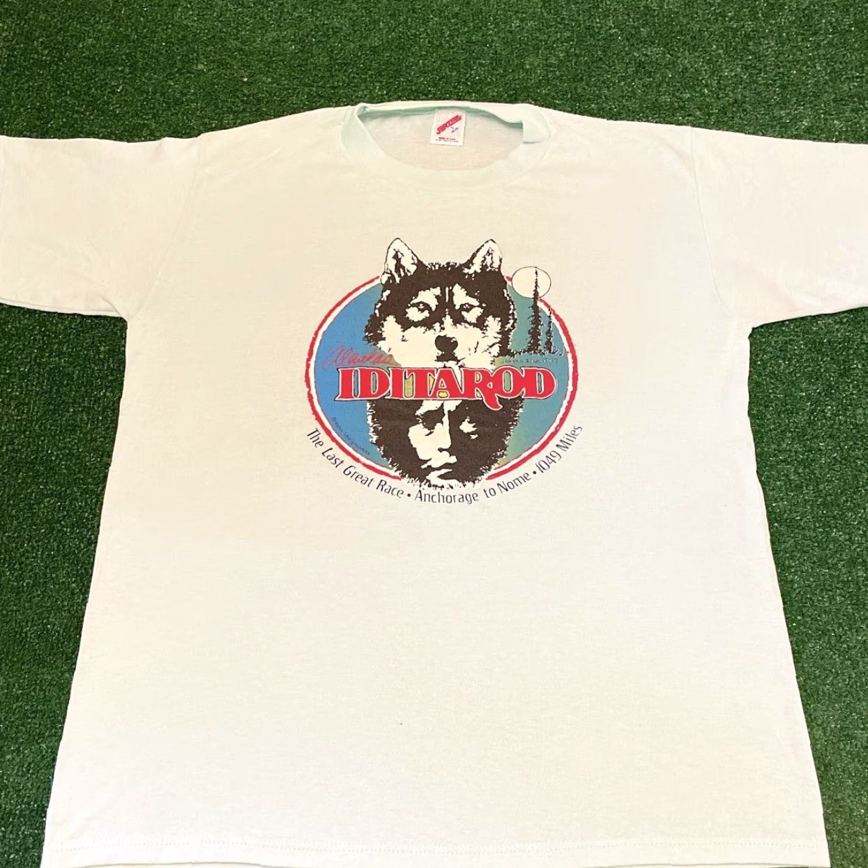Vintage VINTAGE 80s Alaska Iditarod Last Great Race Wolf Snow Dog Shirt Mens L Blue Size US L / EU 52-54 / 3 - 5 Thumbnail
