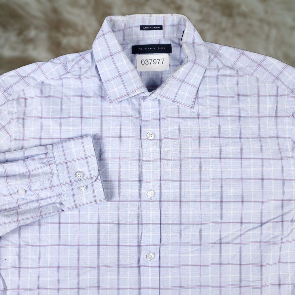 Tommy Hilfiger Tommy Hilfiger Blue Plaid Button-Up Shirt Mens Large Long Sleeve Casual Size US L / EU 52-54 / 3 - 1 Thumbnail