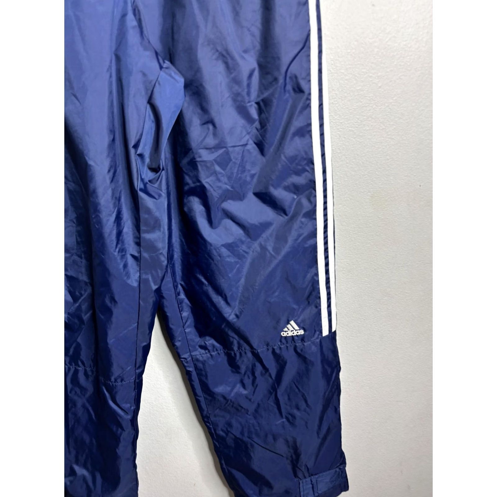 Adidas Adidas Track Pants Mens M Navy Blue 3-Stripes Lightweight Cotton Lined Size US 31 - 2 Thumbnail