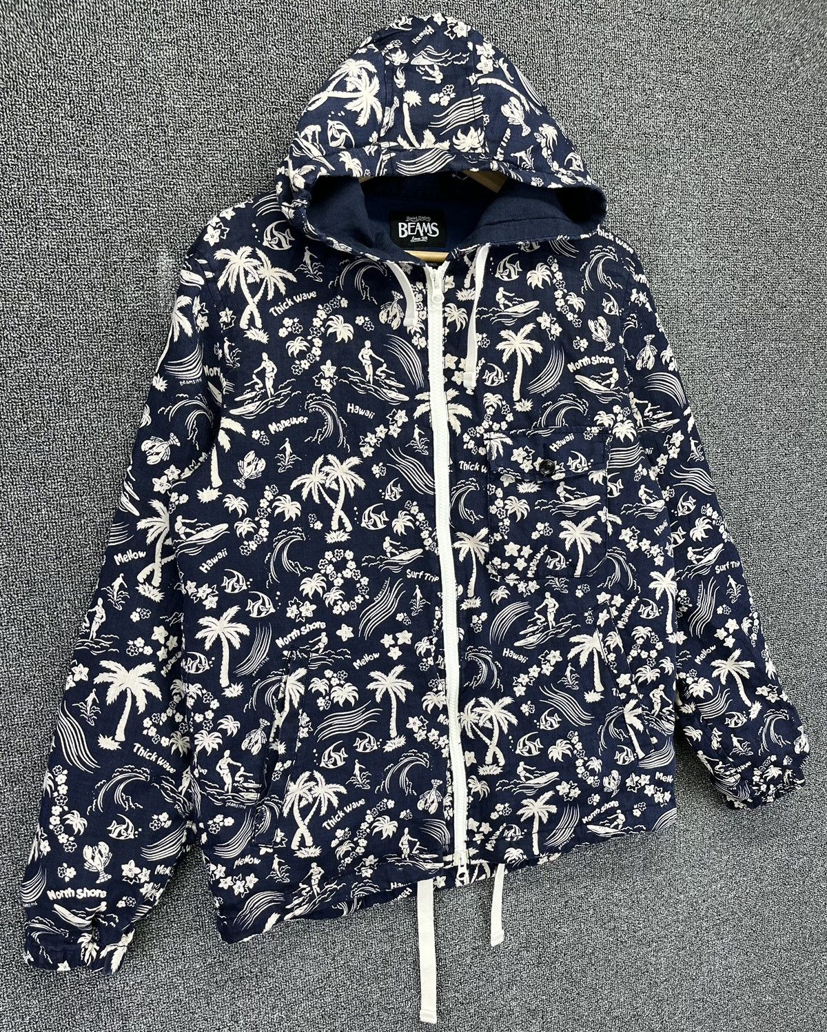 Beams Plus Vintage Beams Hawaiian Surf Hoodie Jacket Size M / US 6-8 / IT 42-44 - 2 Thumbnail