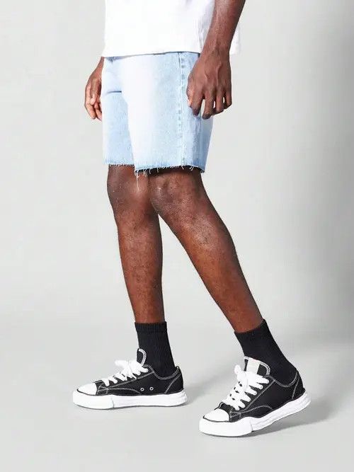 Jeans Denim Shorts Raw Edge Distressed