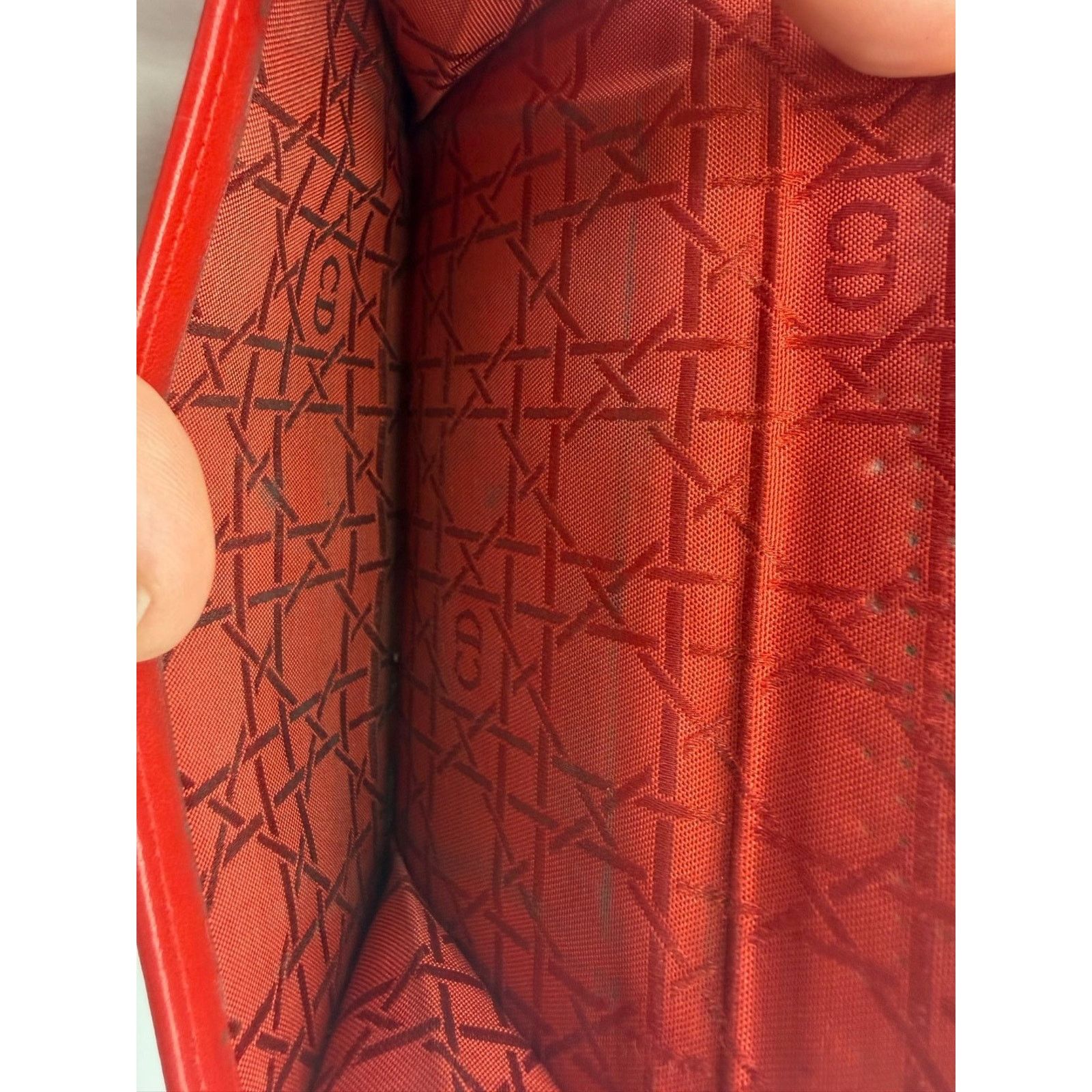 Dior Christian Dior Lady Dior Red Wallet Cannage Studded Lambskin Size ONE SIZE - 9 Thumbnail